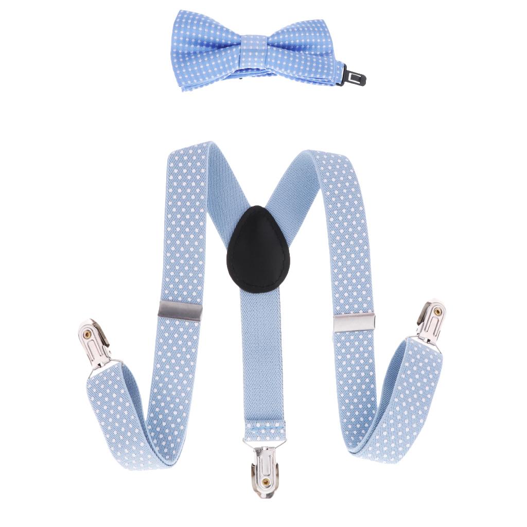 Toddler Adjustable Suspender Children's Harness Clip Collar Suit  Light blue