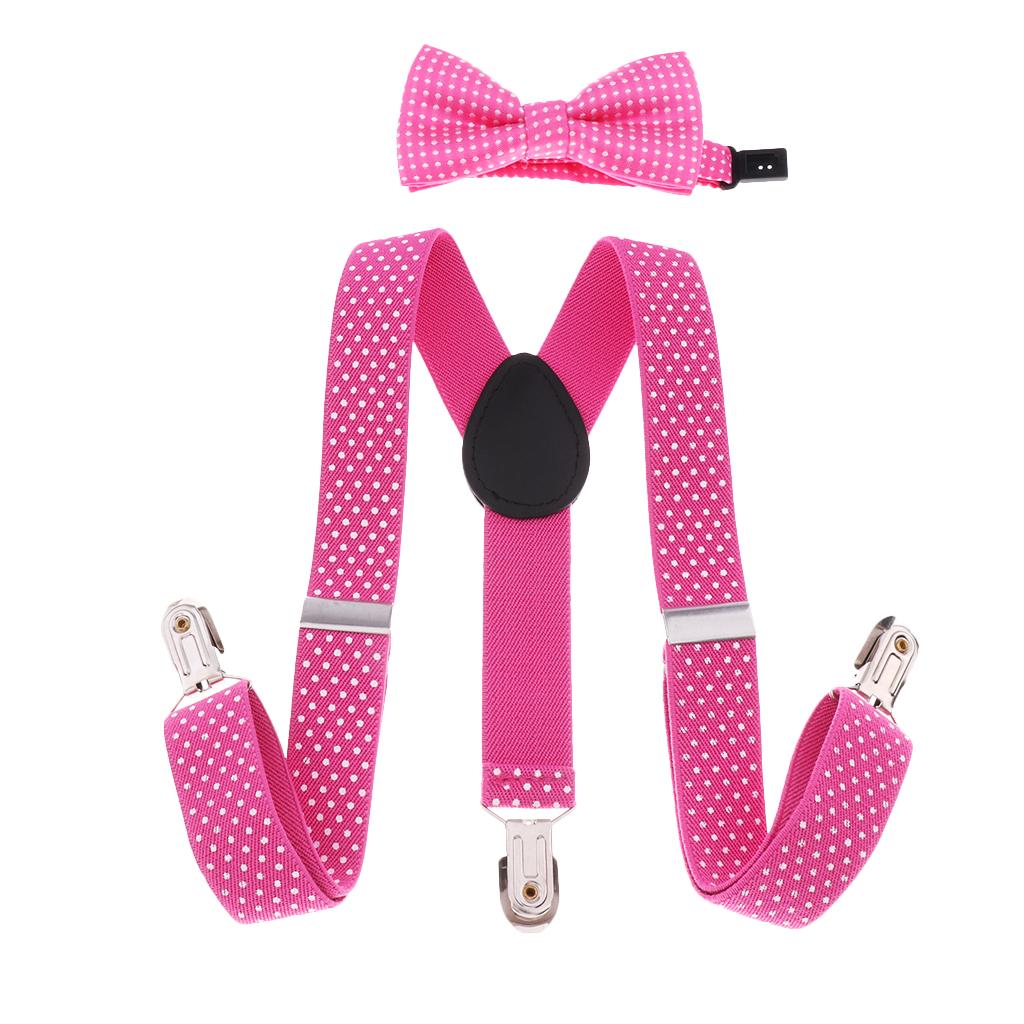 Toddler Adjustable Suspender Children's Harness Clip Collar Suit  Rose red