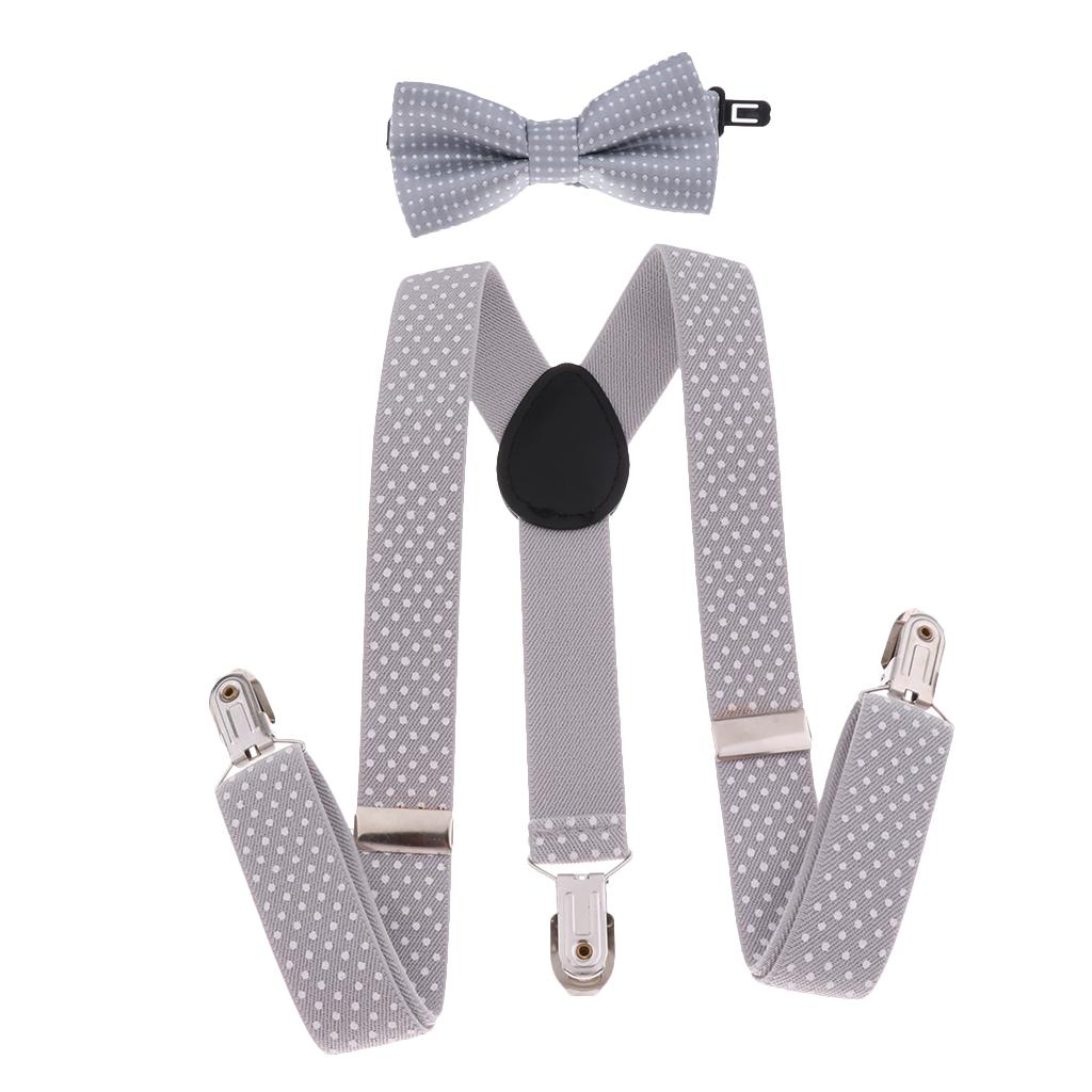 Toddler Adjustable Suspender Children's Harness Clip Collar Suit  Gray