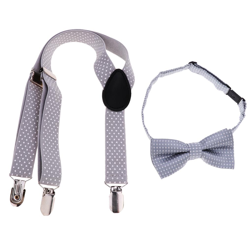 Toddler Adjustable Suspender Children's Harness Clip Collar Suit  Gray