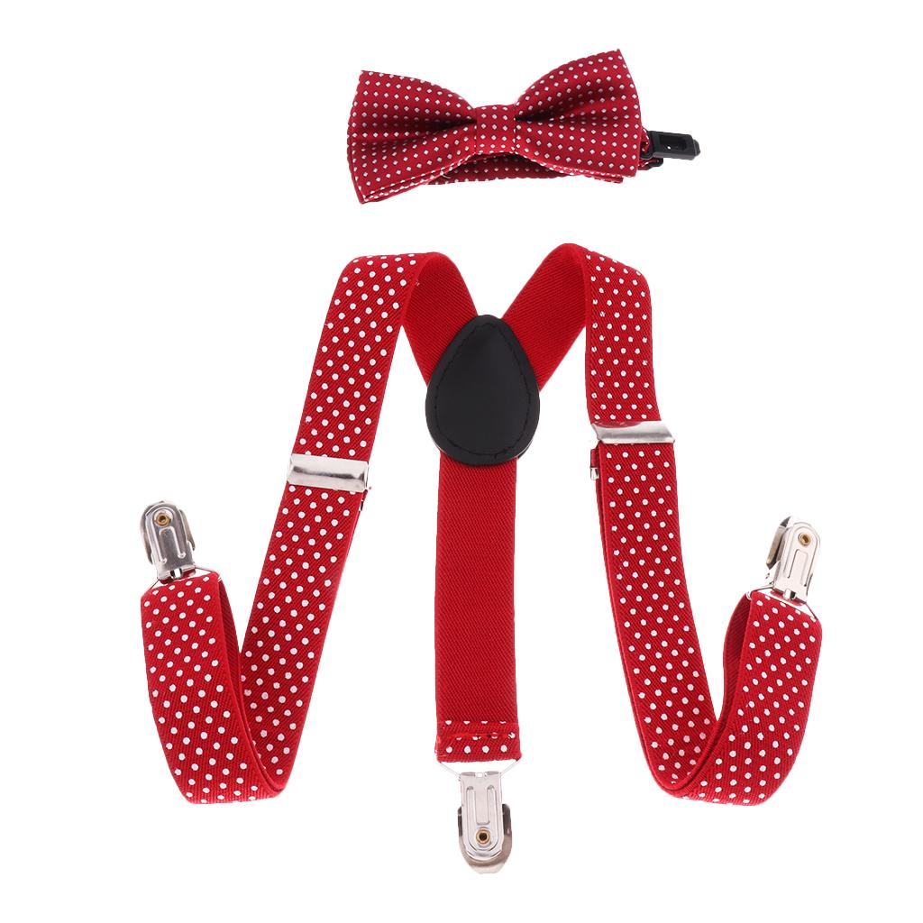 Toddler Adjustable Suspender Children's Harness Clip Collar Suit  Wine red