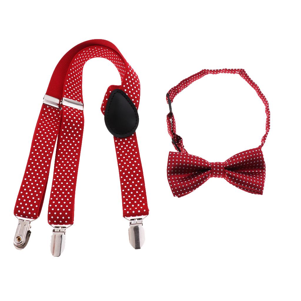 Toddler Adjustable Suspender Children's Harness Clip Collar Suit  Wine red