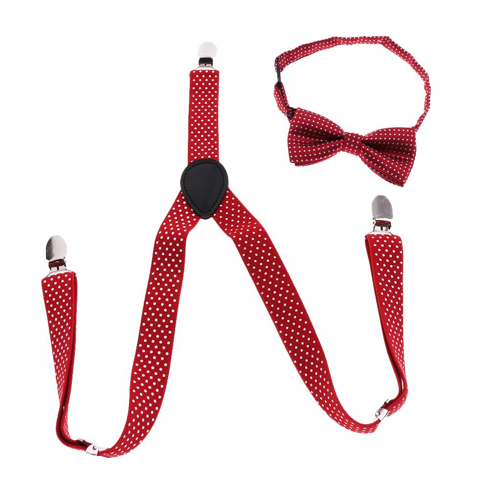 Toddler Adjustable Suspender Children's Harness Clip Collar Suit  Wine red