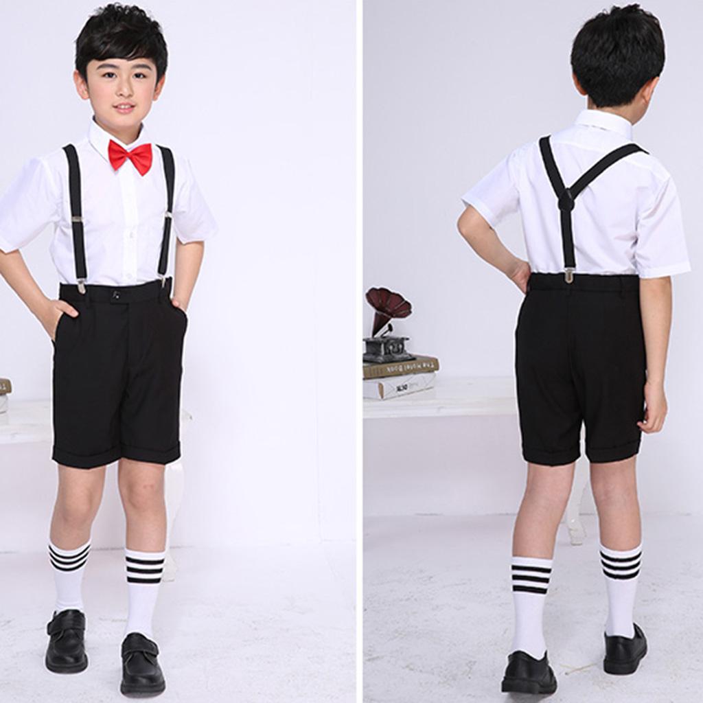 Suspender Bow Tie Set Clip On Adjustable Braces for Children Black