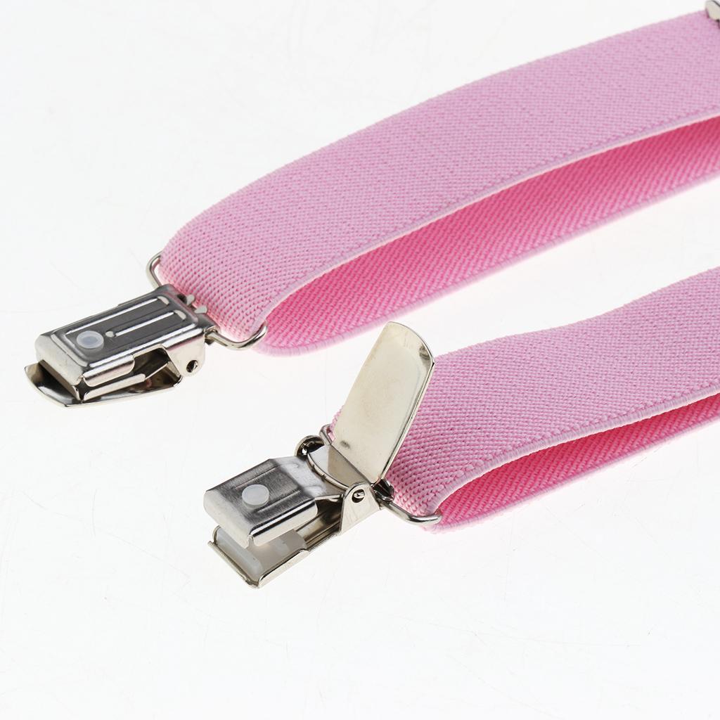 Suspender Bow Tie Set Clip On Adjustable Braces for Children Pink