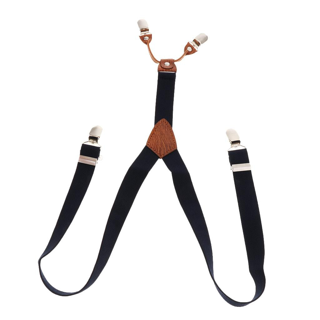 Toddler Kids 4 Clips Adjustable Suspenders Children'S Striped Y-Strap Navy