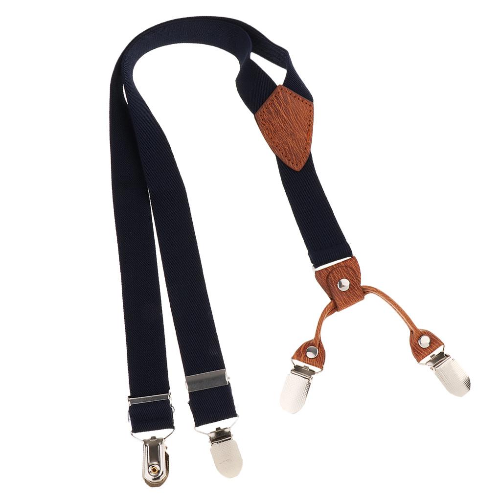 Toddler Kids 4 Clips Adjustable Suspenders Children'S Striped Y-Strap Navy