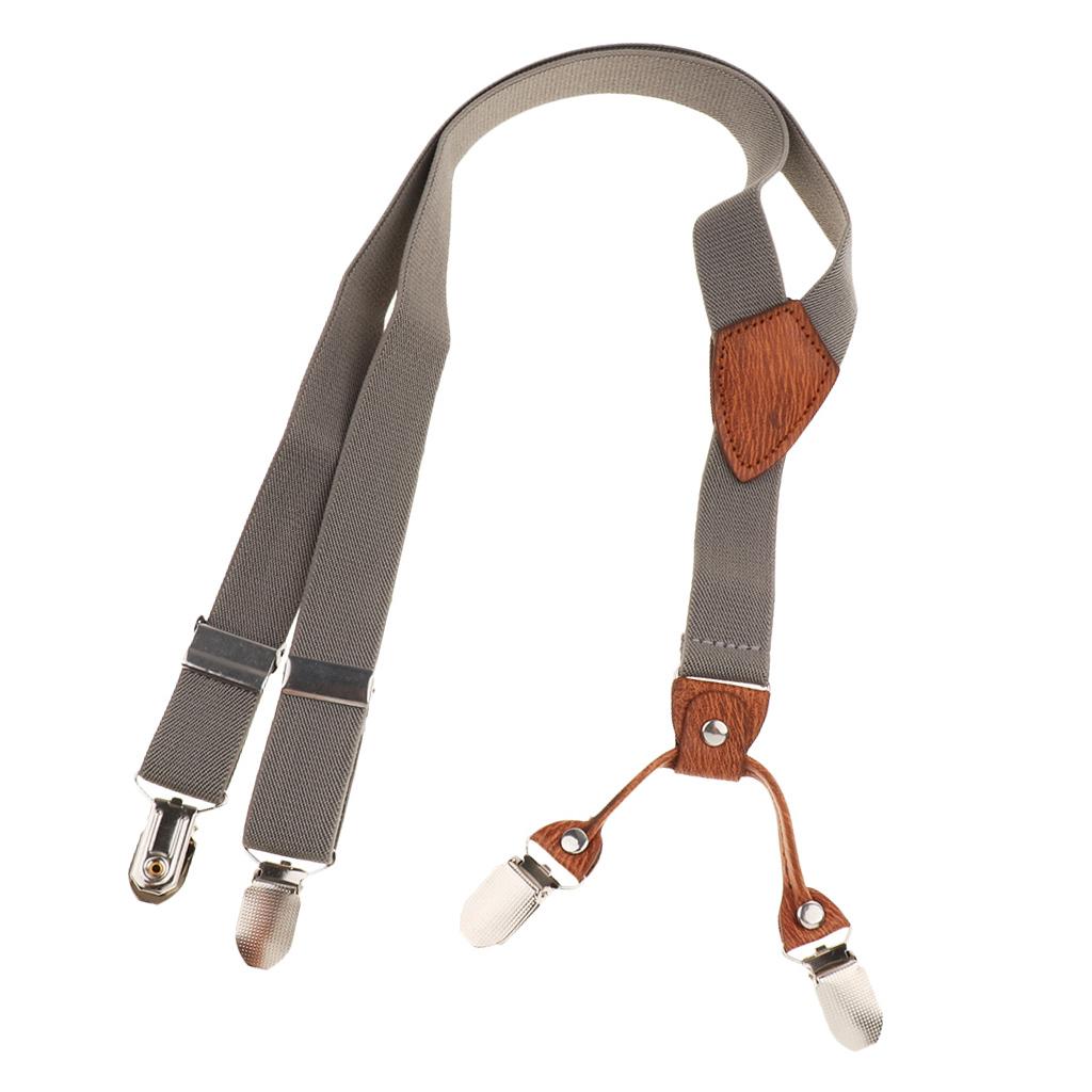 Toddler Kids 4 Clips Adjustable Suspenders Children'S Striped Y-Strap Gray