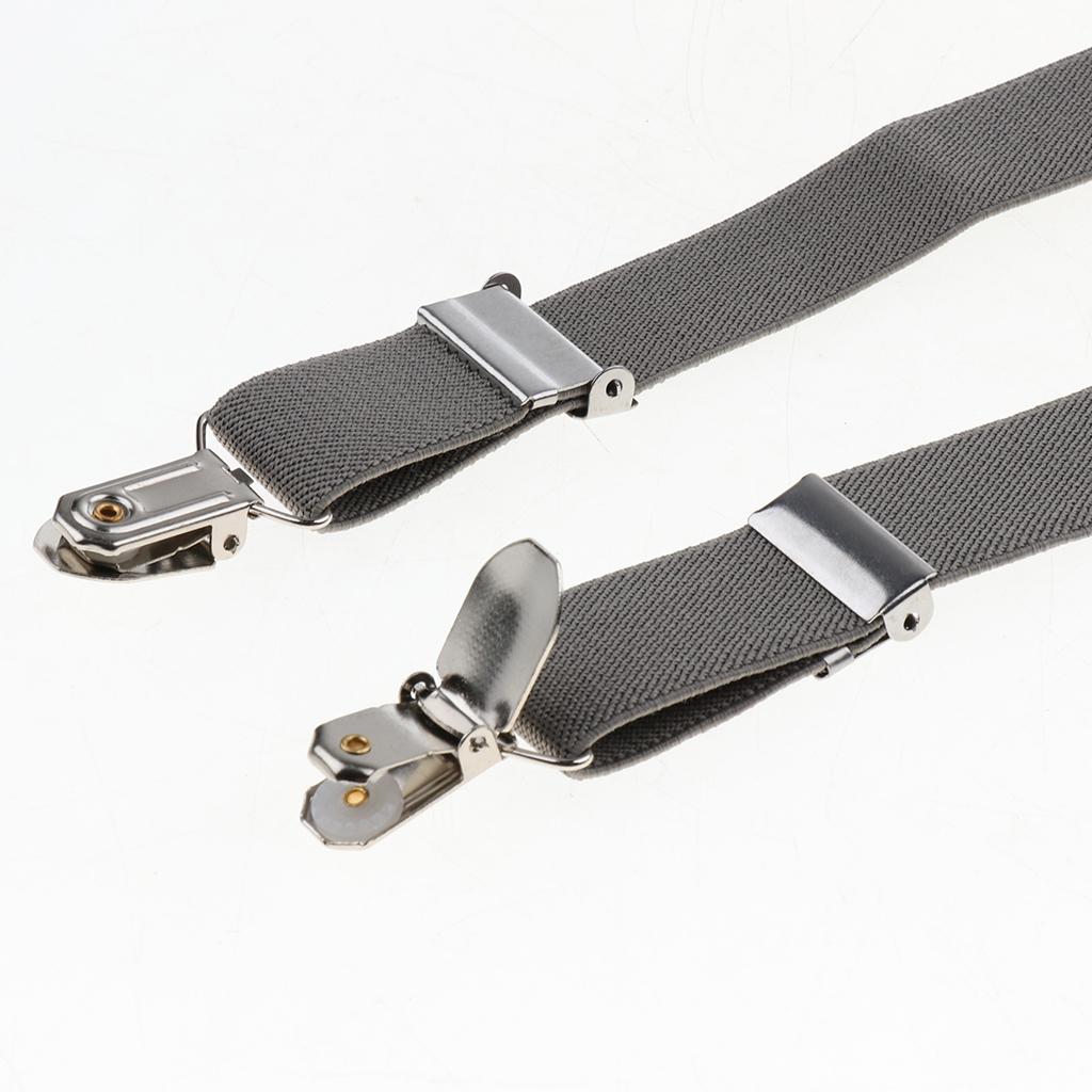 Toddler Kids 4 Clips Adjustable Suspenders Children'S Striped Y-Strap Gray