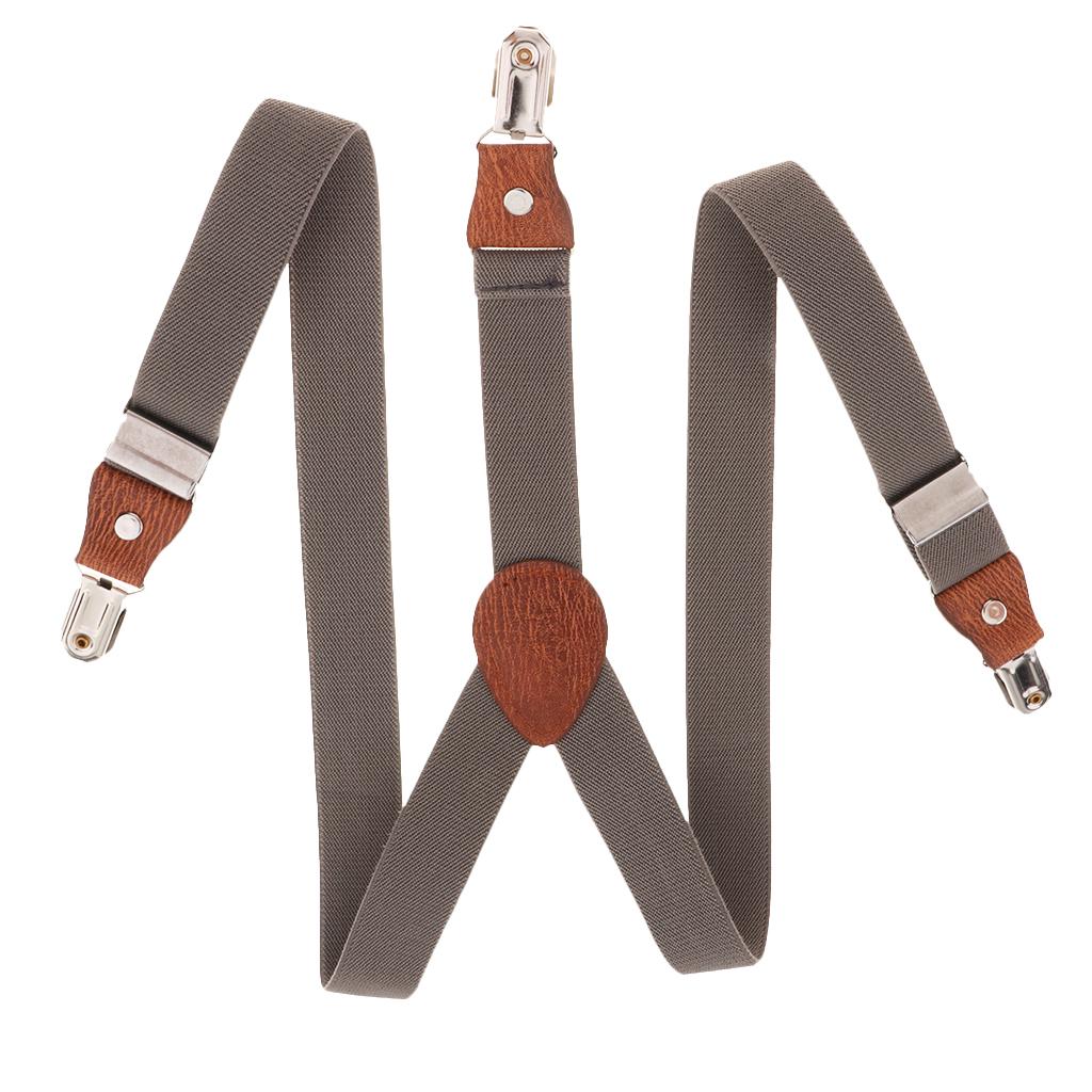 Suspenders Kids Adjustable Elastic Clip On Unisex Braces Gray