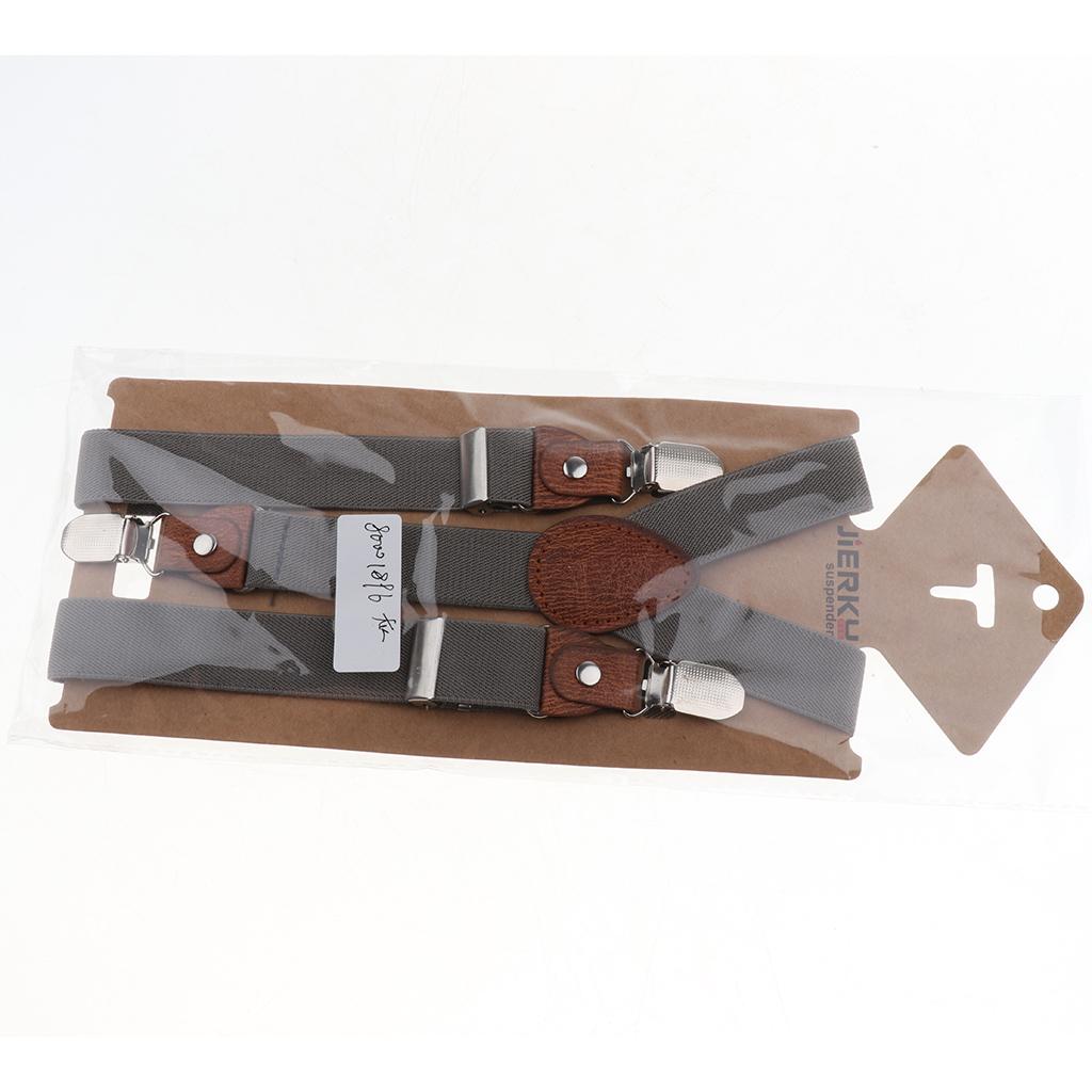 Suspenders Kids Adjustable Elastic Clip On Unisex Braces Gray