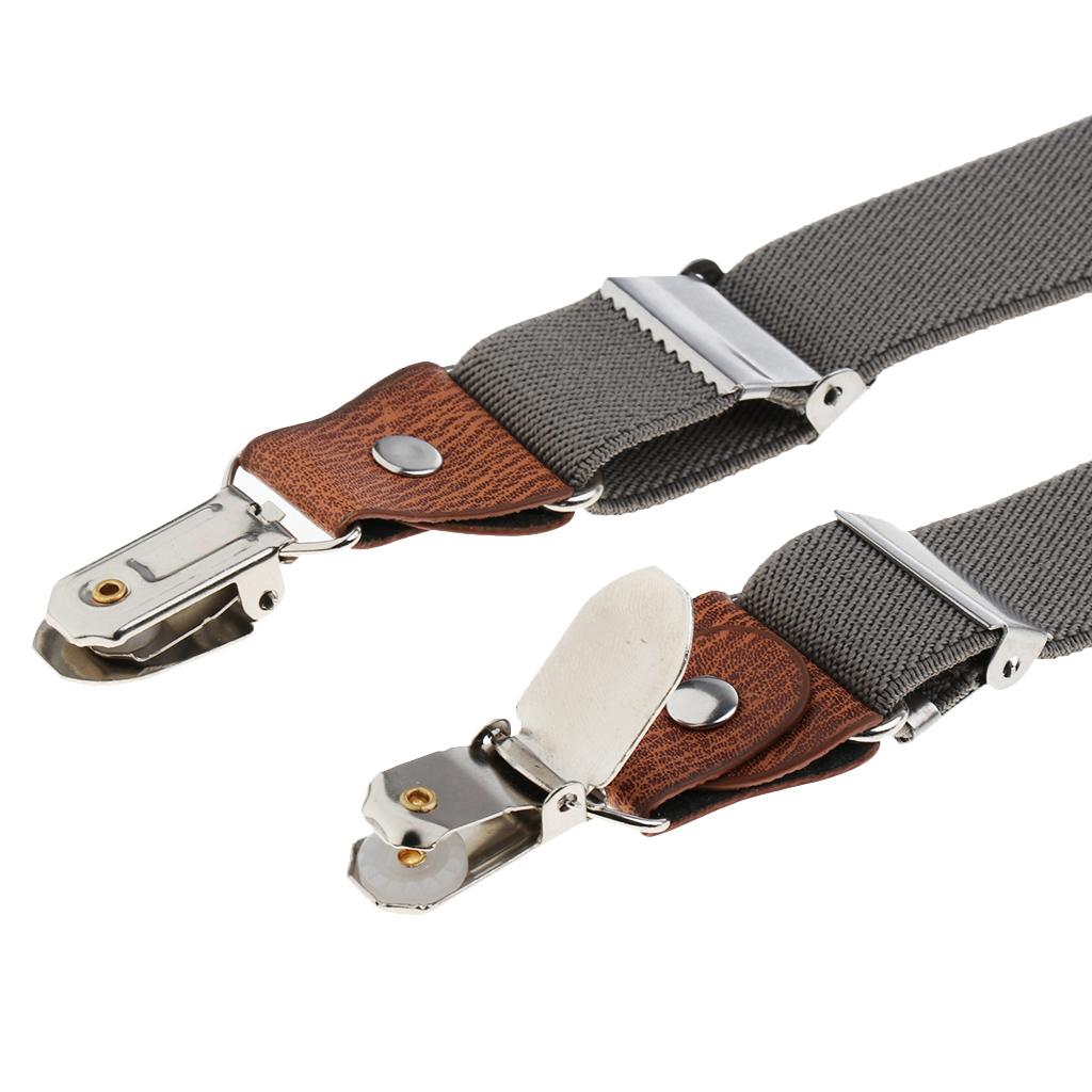 Suspenders Kids Adjustable Elastic Clip On Unisex Braces Gray