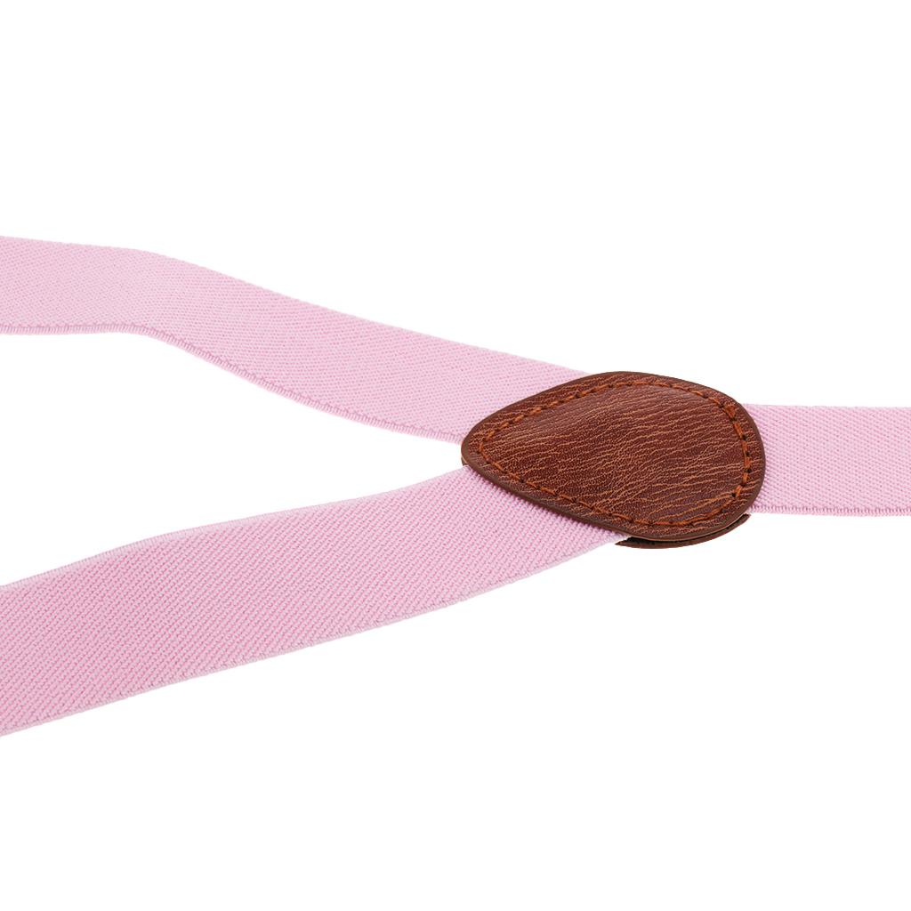 Suspenders Kids Adjustable Elastic Clip On Unisex Braces Pink