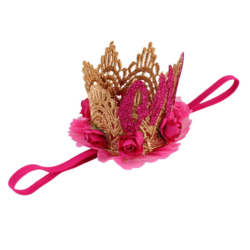 Sweety Baby Flower Golden Crown Birthday Headband Hair Accessories One  Rose