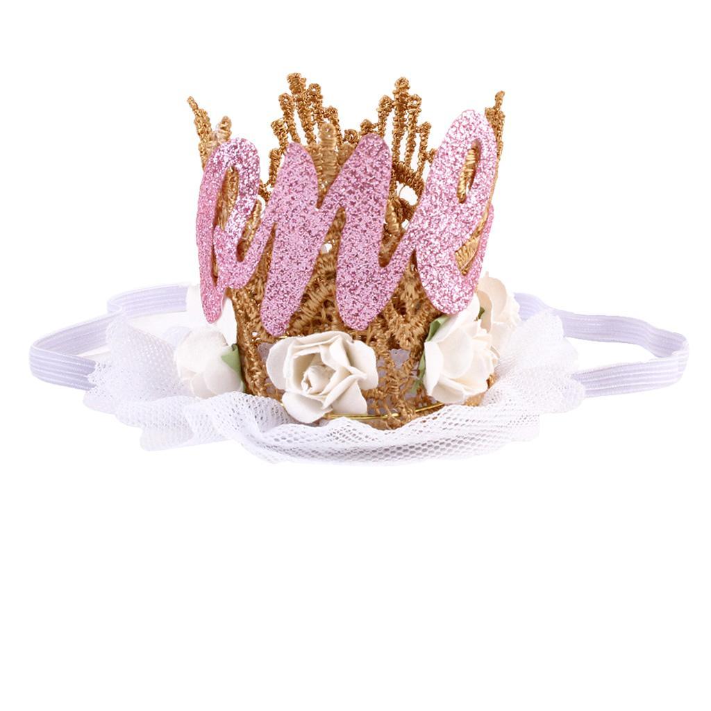 Sweety Baby Flower Golden Crown Birthday Headband Hair Accessories One  White