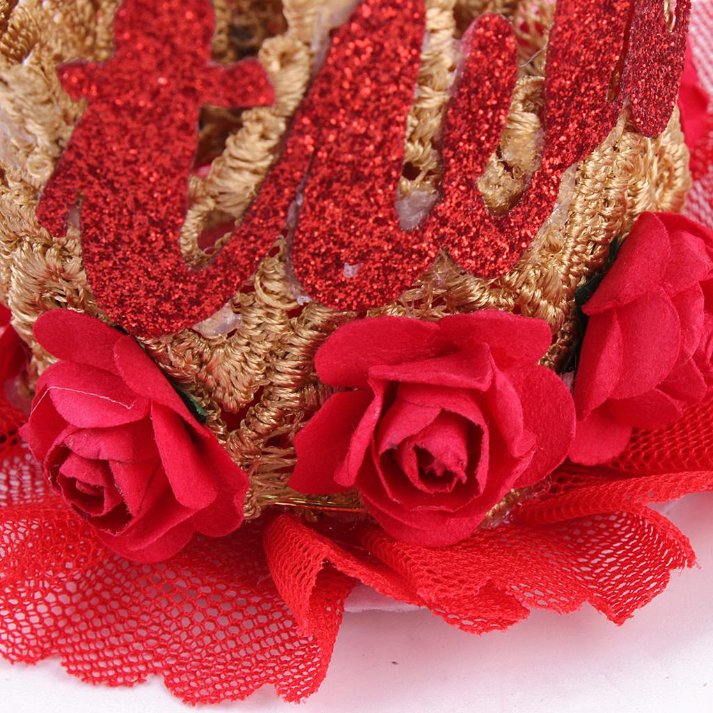 Sweety Baby Flower Golden Crown Birthday Headband Hair Accessories Two Red