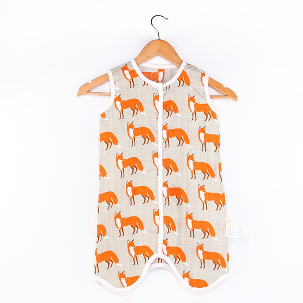 Kids Baby Wearable Safe Sleep Muslin Cotton Sleeping Bag 1-2T Fox