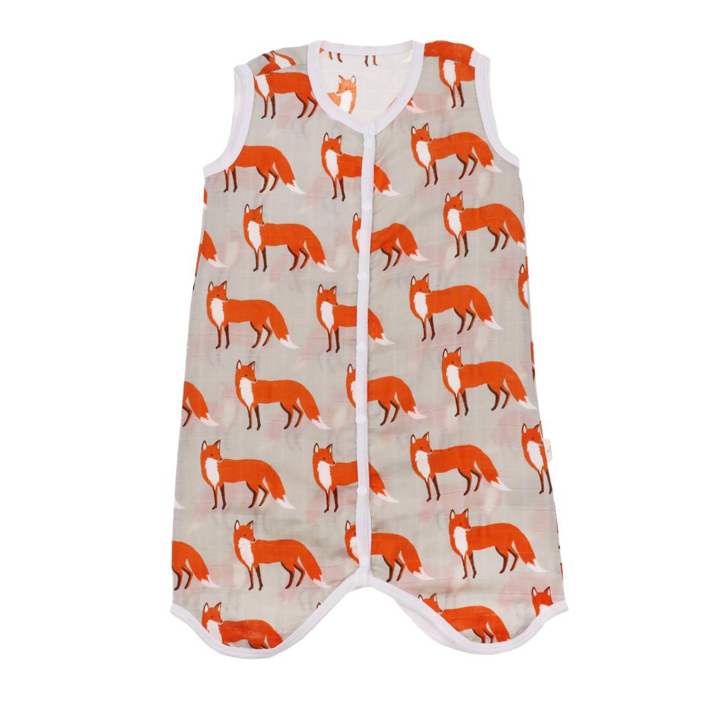 Kids Baby Wearable Safe Sleep Muslin Cotton Sleeping Bag 1-2T Fox