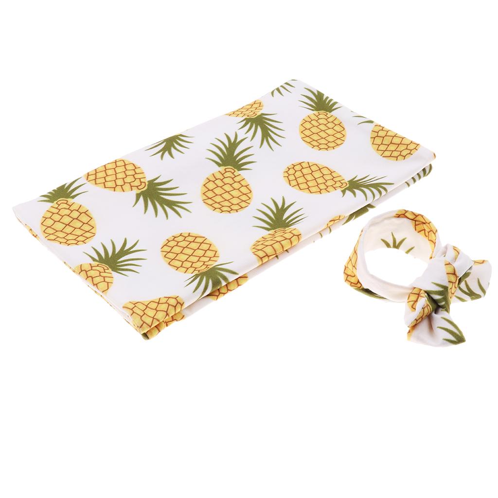 Baby Sleeping Bag Cotton Rabbit Ears Hair Band 2 Sets Summer Pineapple