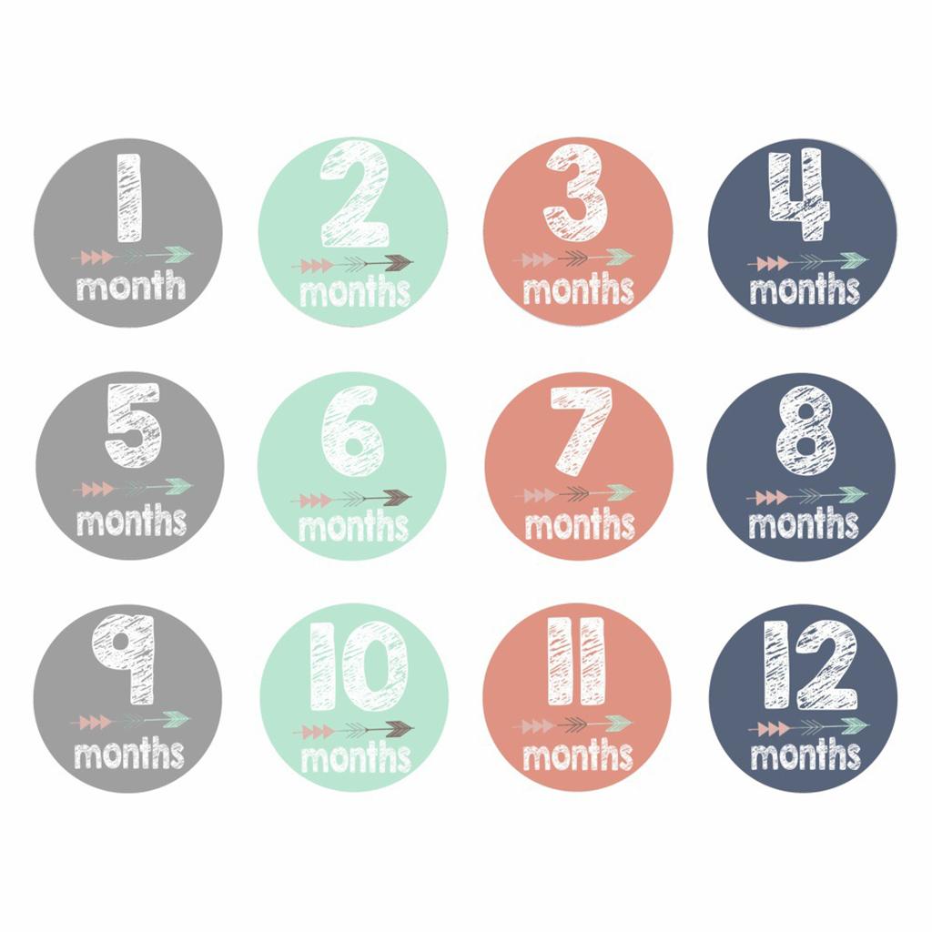 Monthly Baby Stickers Baby Boys Girls 12 Months Milestone Stickers Style-1