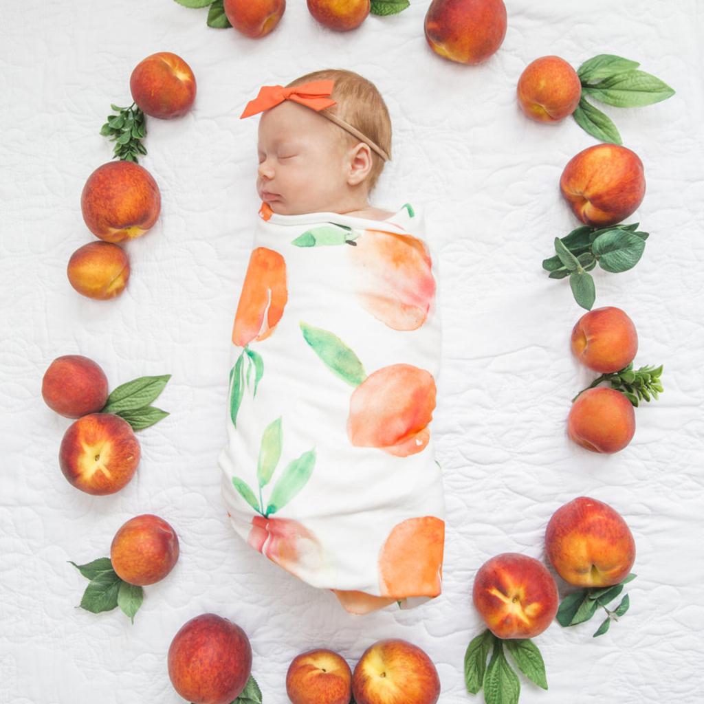 Baby Swaddle Blanket Sleeping Swaddle Muslin Wrap Headband Floral