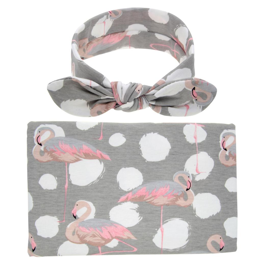 Baby Swaddle Blanket Sleeping Swaddle Muslin Wrap Headband Animal