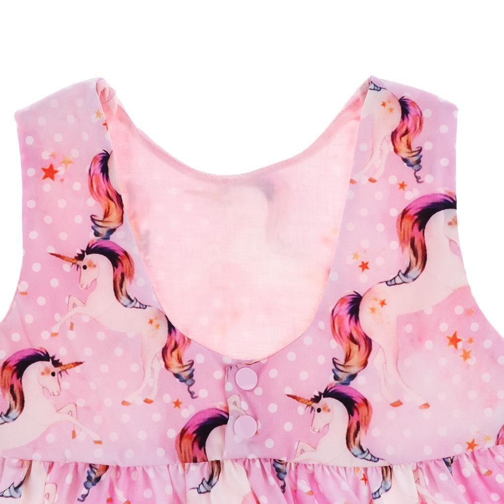 Baby Girls Unicorn Cartoon Party Pageant Princess Dress Sundress Clothes 12-24 Months Pink