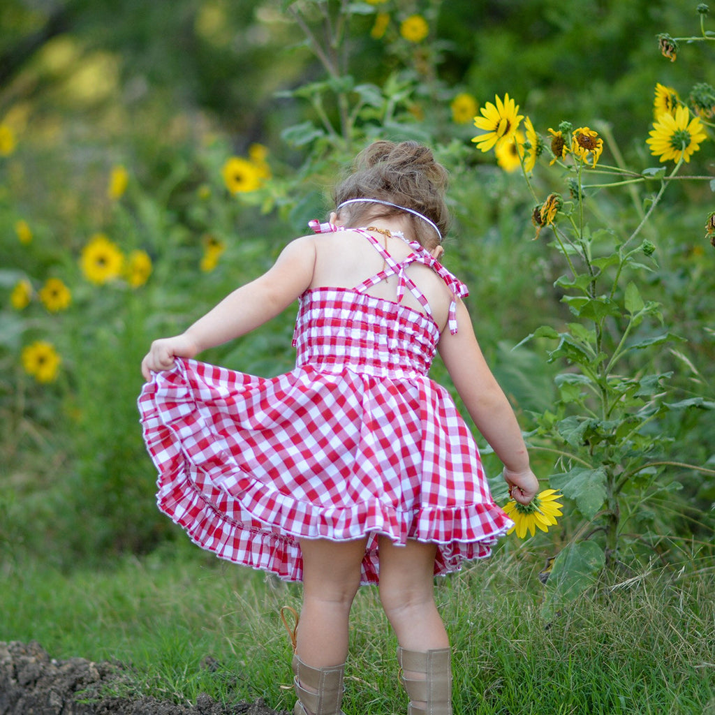 Baby Girls Check Dress Summer Ruffles Casual Dresses 0-6 Months Red