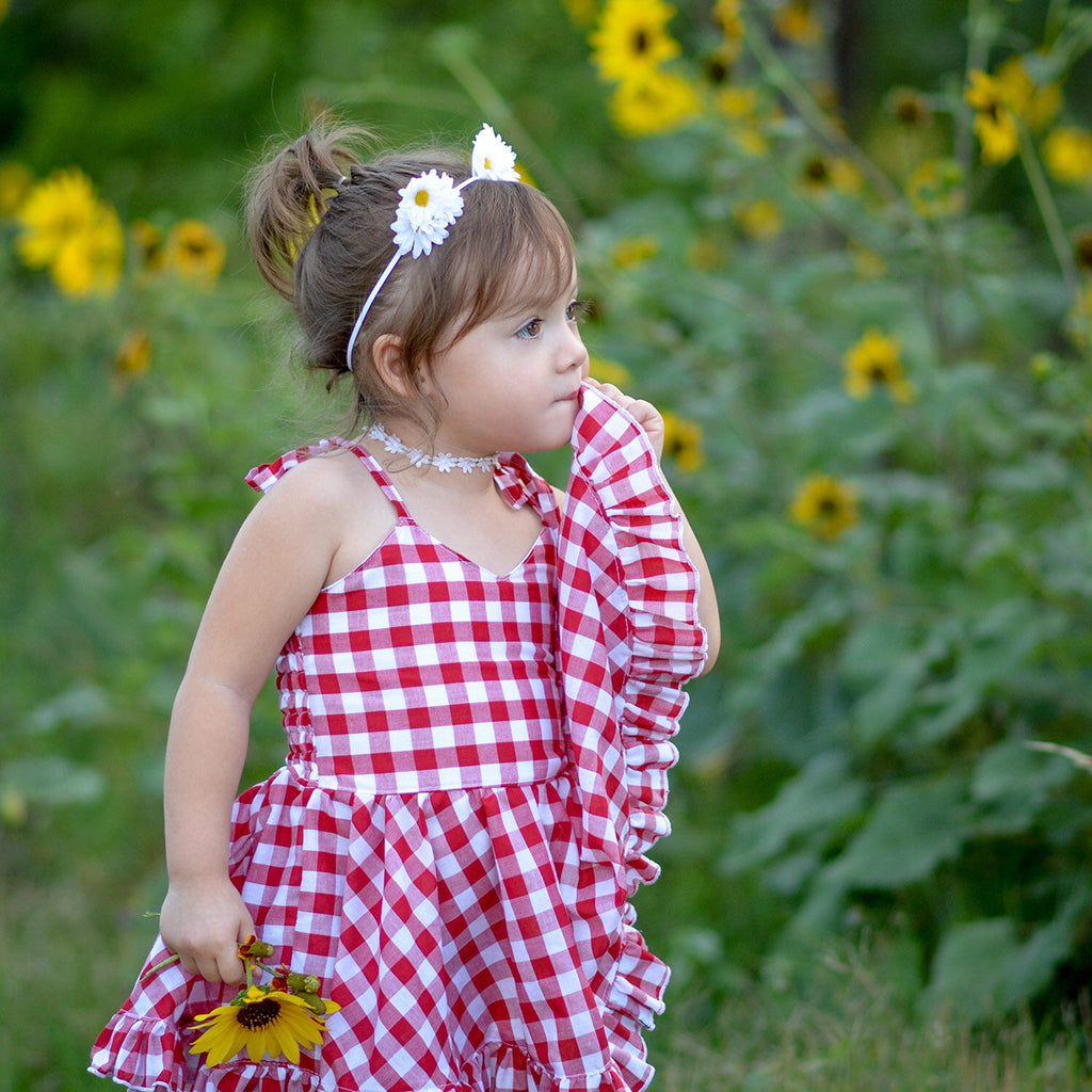 Baby Girls Check Dress Summer Ruffles Casual Dresses 0-6 Months Red