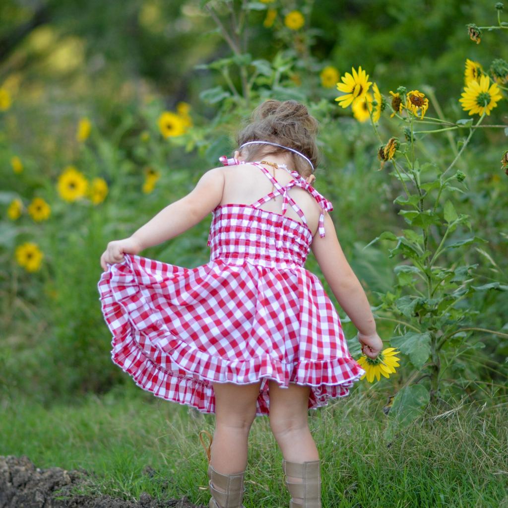 Baby Girls Check Dress Summer Ruffles Casual Dresses 6-12 Months Red