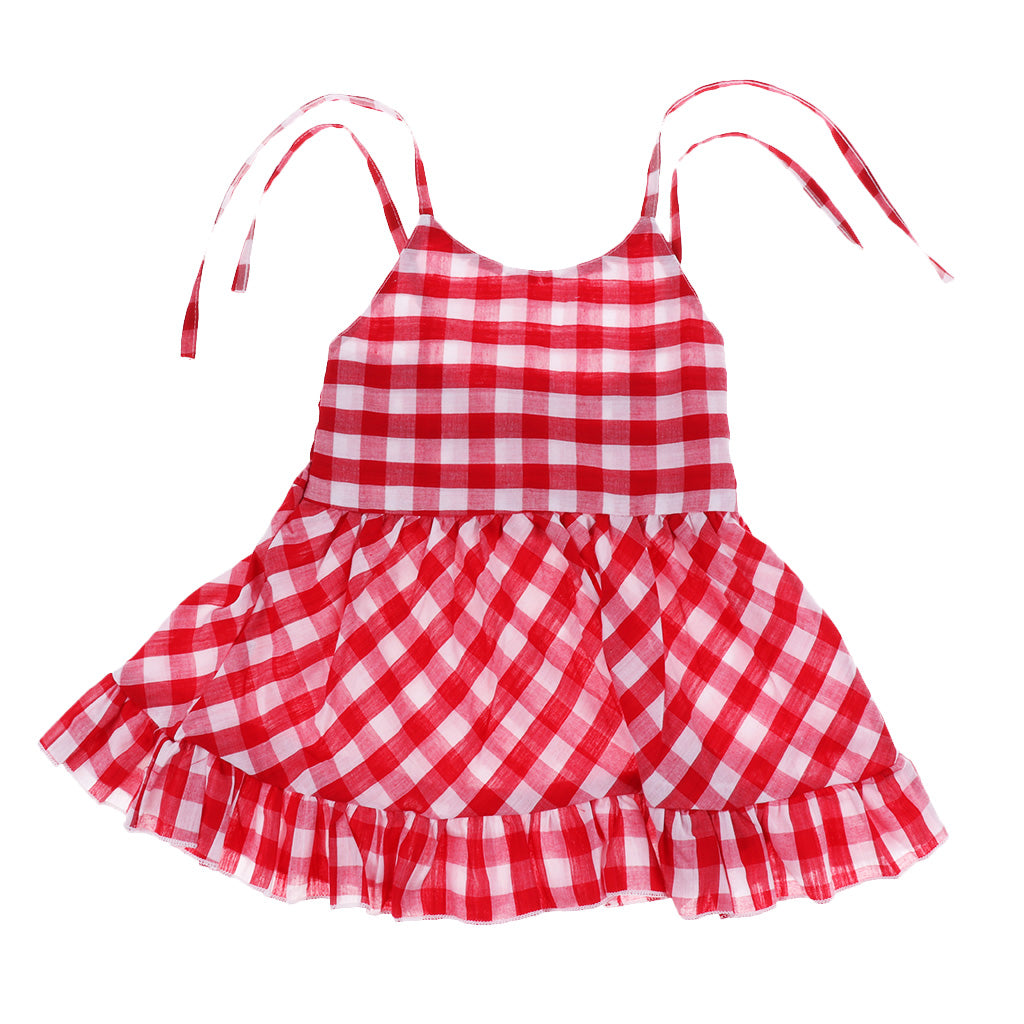 Baby Girls Check Dress Summer Ruffles Casual Dresses 6-12 Months Red