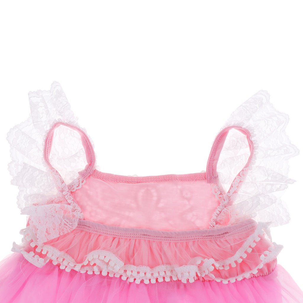 Girl Summer Princess Dress Party Wedding Lace Tulle Tutu Dresses 4T Pink