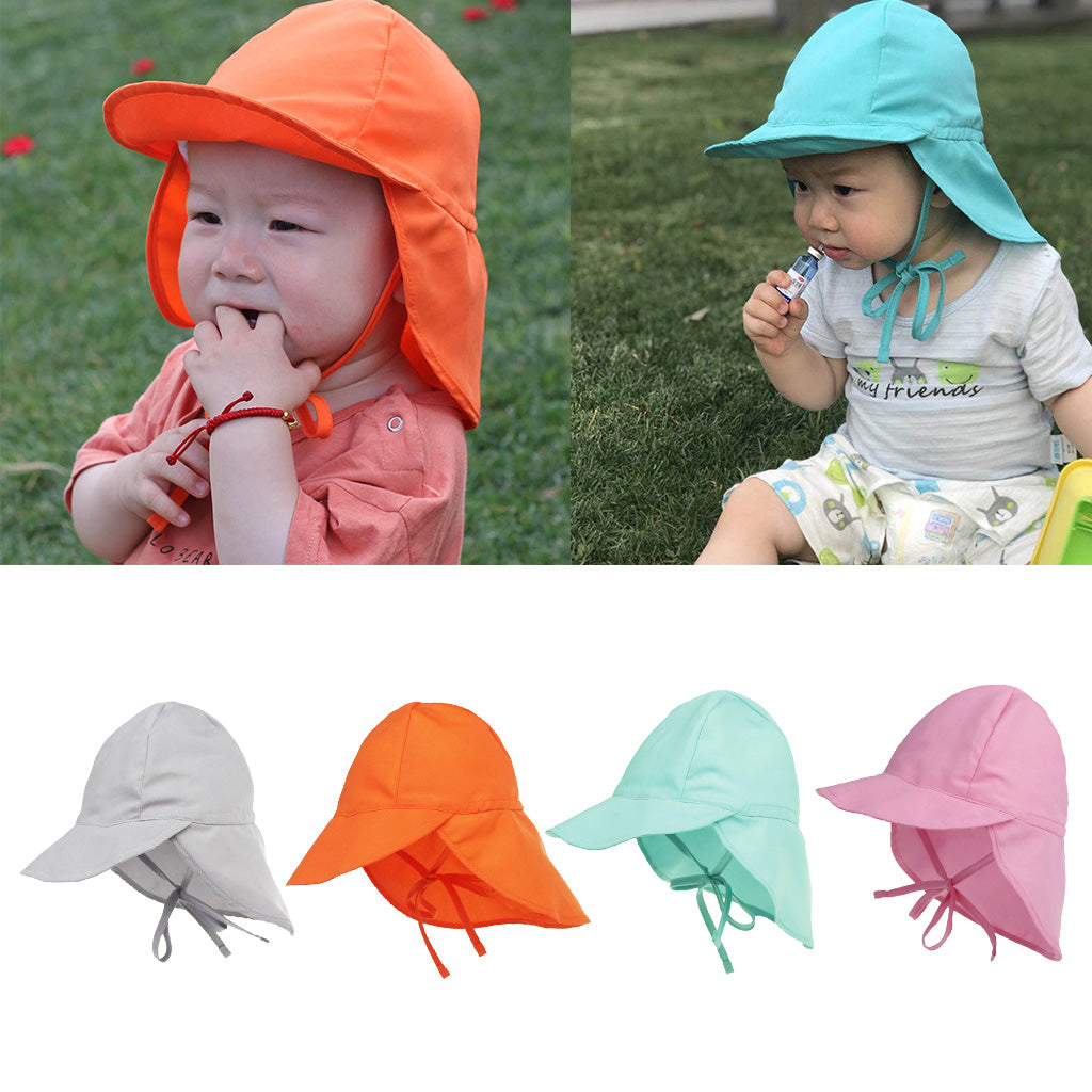 Kids Baby Boys Girl Flap Sun Protection Swim Hat Cap S Pink