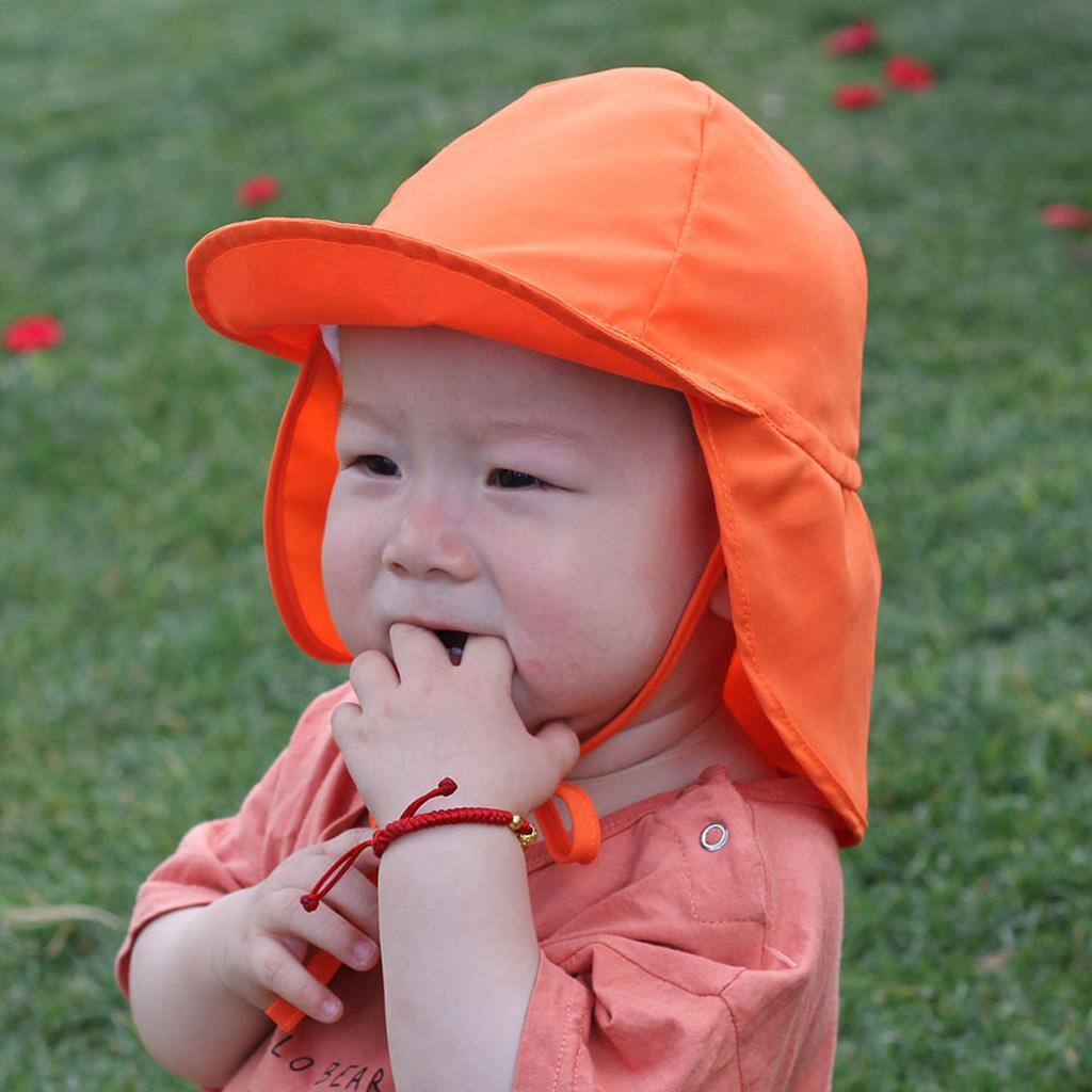 Kids Baby Boys Girl Flap Sun Protection Swim Hat Cap L Orange