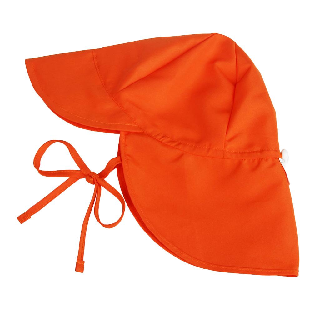 Kids Baby Boys Girl Flap Sun Protection Swim Hat Cap L Orange