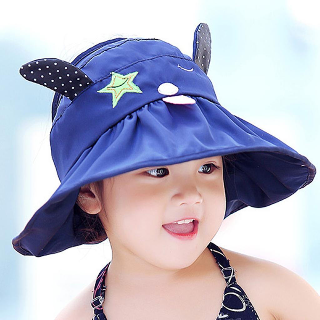 Baby Sun Hat Summer Beach Hat Wide Brim Visor Cap Kids Navy
