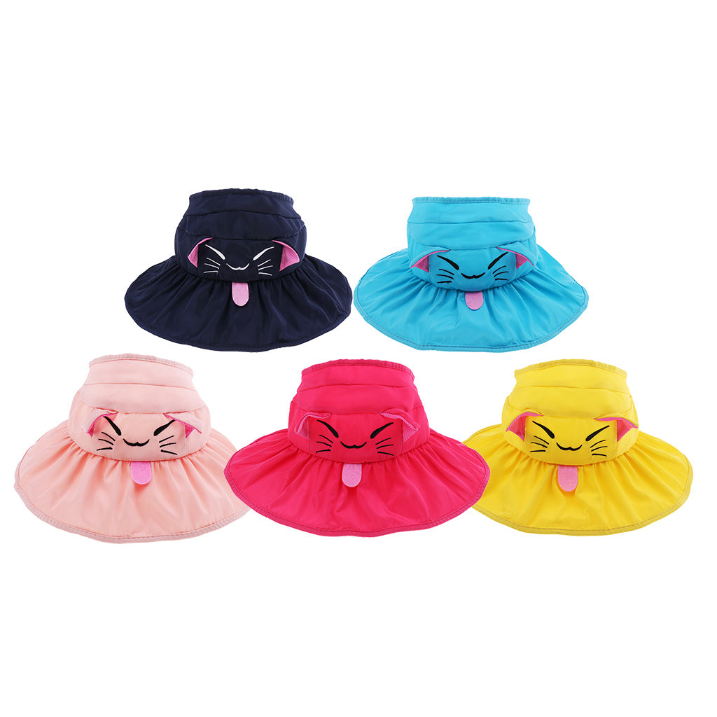 Kids Girl Summer Wide Brim Sun Protection Beach Foldable Hat Pink