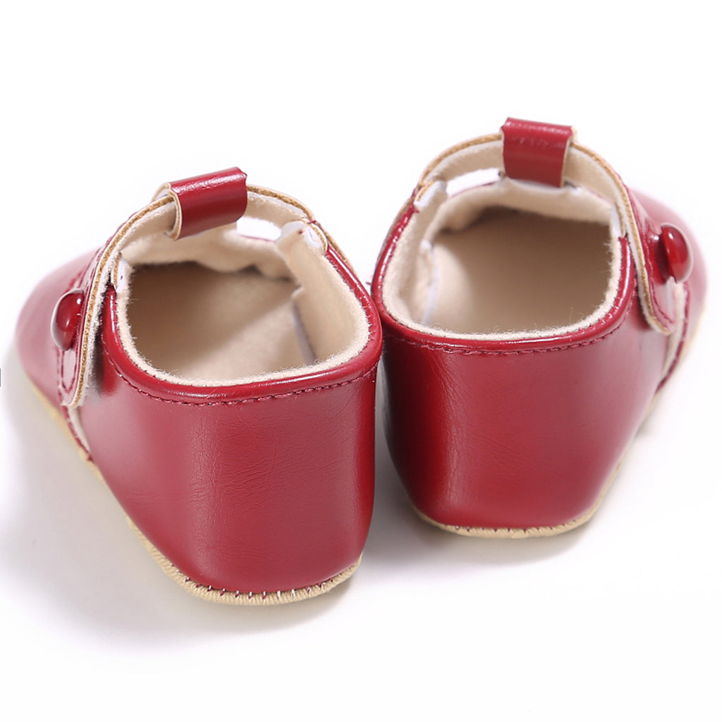 Baby Girl Leather Shoes Toddle Anti-slip Prewalker Sandals 0-6M Red