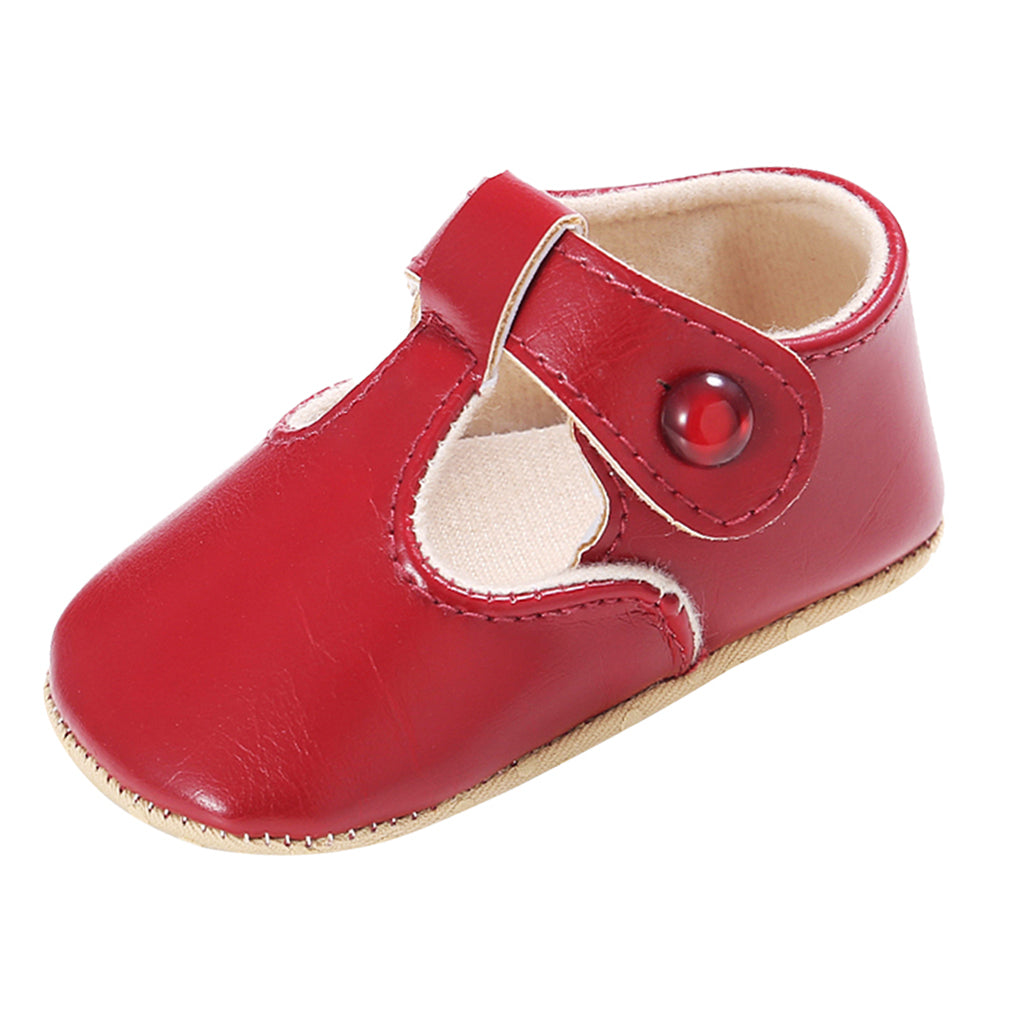 Baby Girl Leather Shoes Toddle Anti-slip Prewalker Sandals 0-6M Red