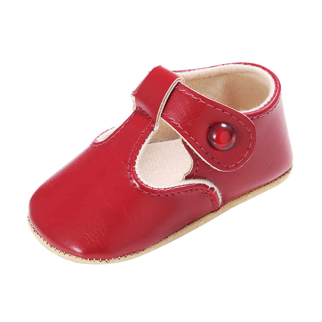 Baby Girl Leather Shoes Toddle Anti-slip Prewalker Sandals 0-6M Red