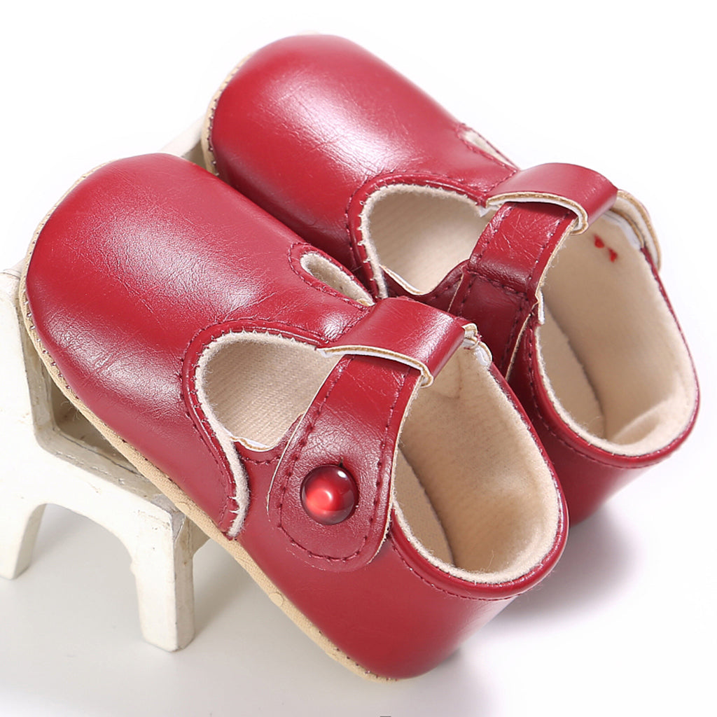 Baby Girl Leather Shoes Toddle Anti-slip Prewalker Sandals 12-18M Red