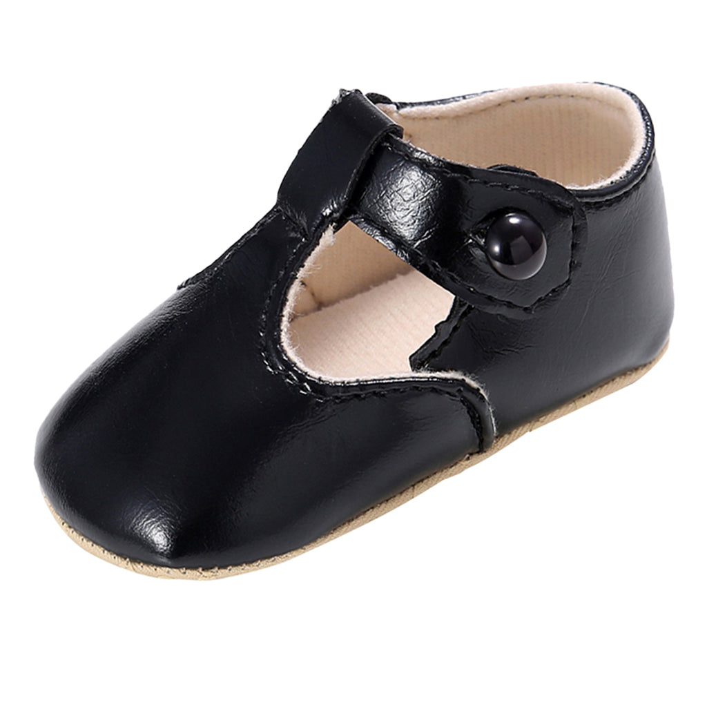 Baby Girl Leather Shoes Toddle Anti-slip Prewalker Sandals 0-6M Black