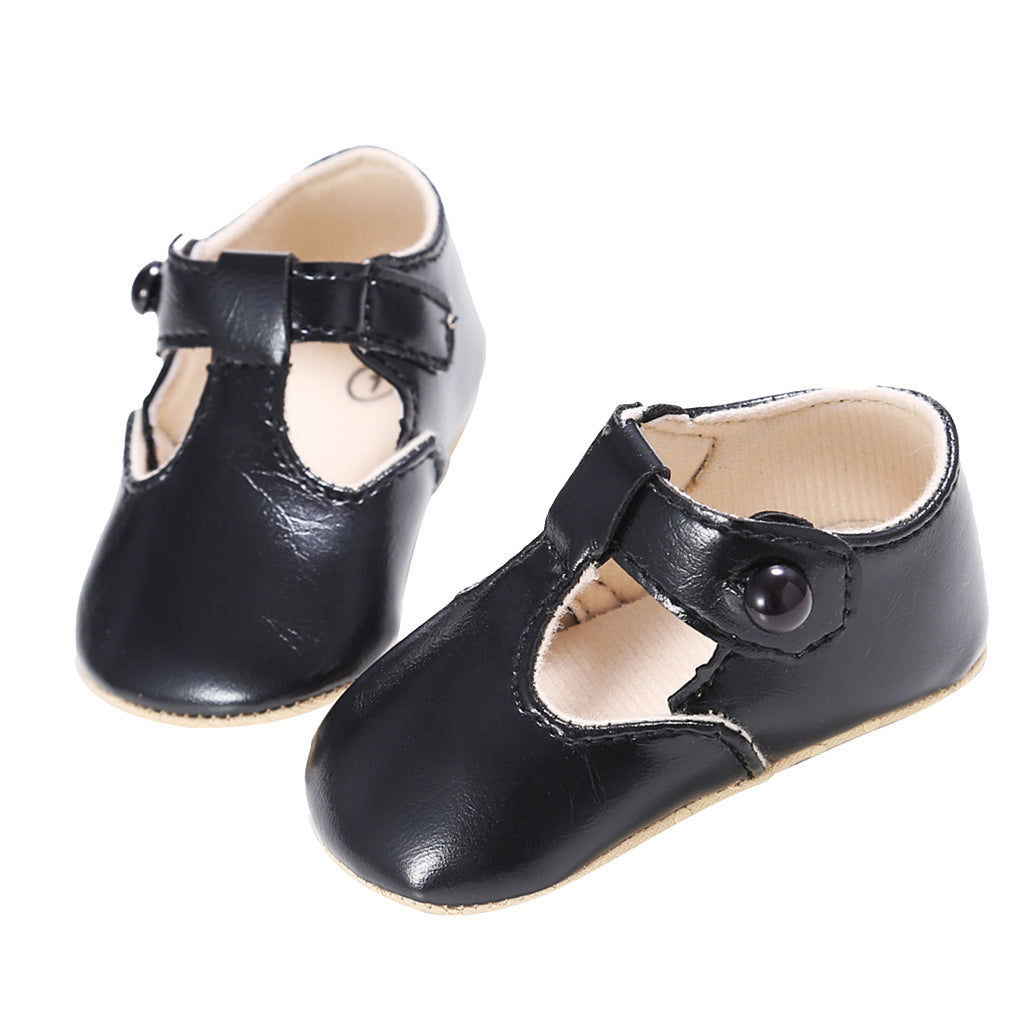 Baby Girl Leather Shoes Toddle Anti-slip Prewalker Sandals 0-6M Black