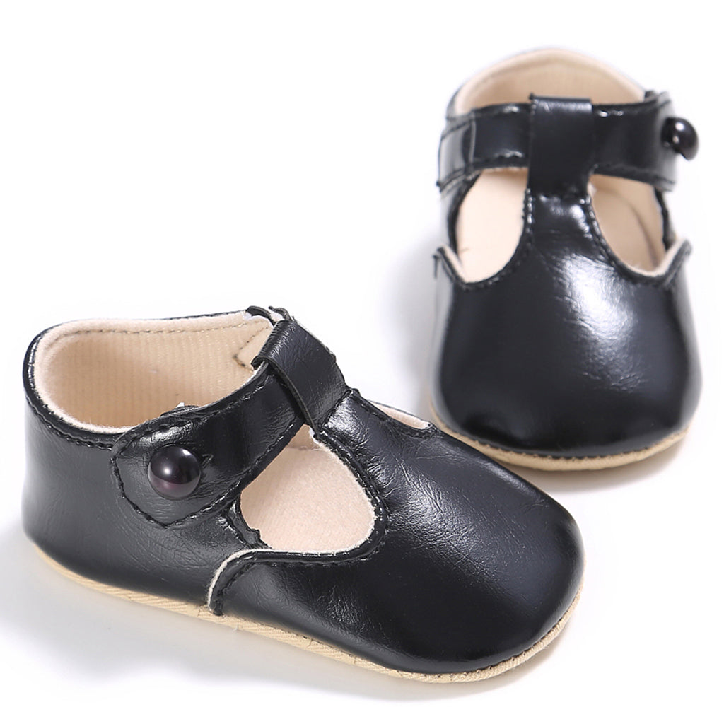 Baby Girl Leather Shoes Toddle Anti-slip Prewalker Sandals 0-6M Black