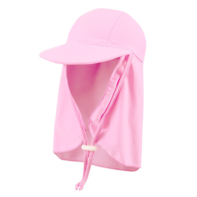 Child UV protection UPF50+ swimming cap sunscreen cloak neck beach cap Light pink