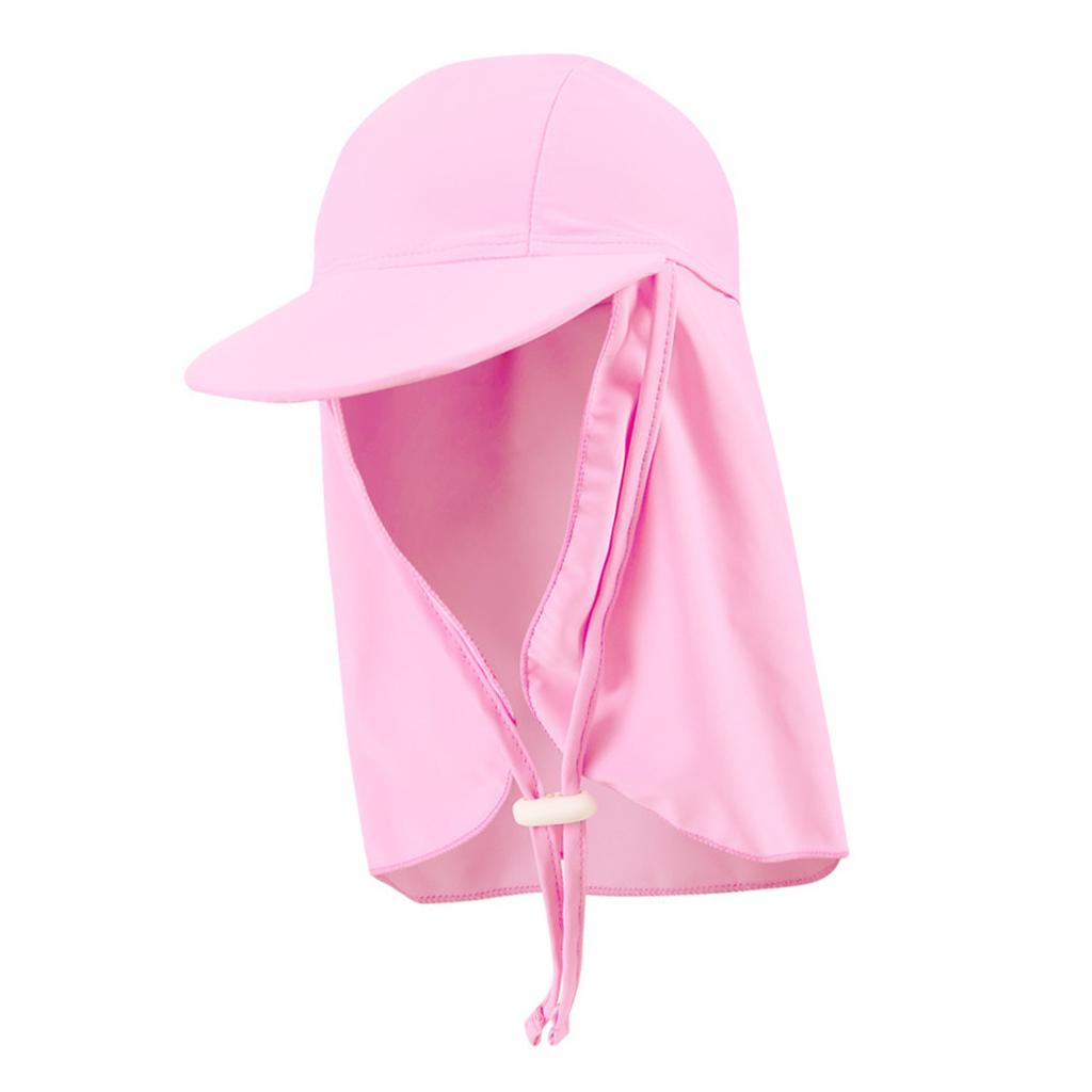 Child UV protection UPF50+ swimming cap sunscreen cloak neck beach cap Light pink