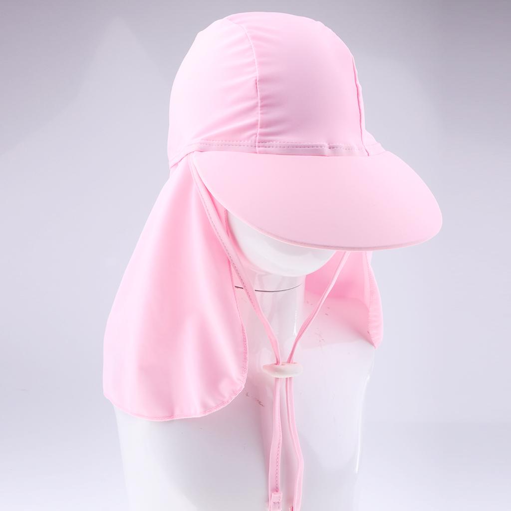 Child UV protection UPF50+ swimming cap sunscreen cloak neck beach cap Light pink