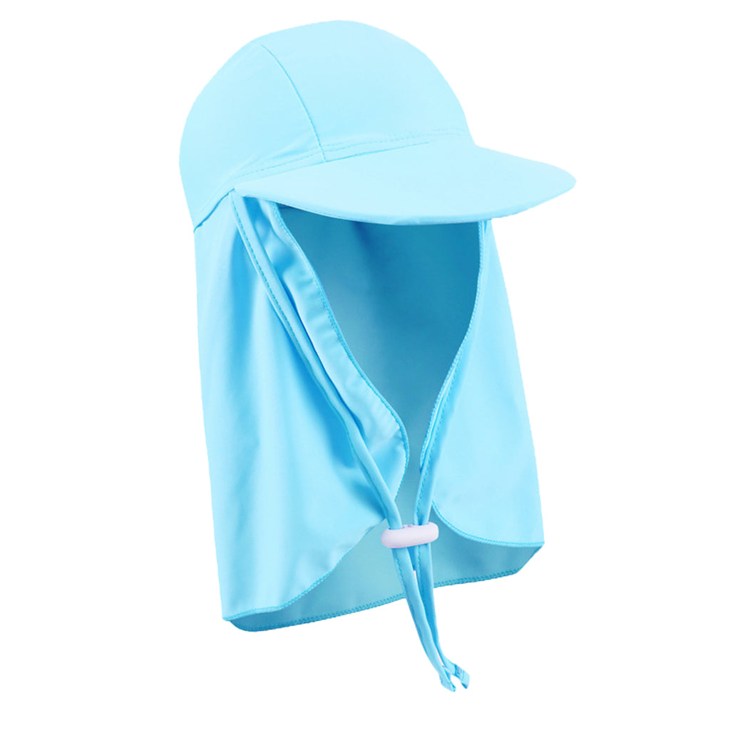 Child UV protection UPF50+ swimming cap sunscreen cloak neck beach cap Light blue