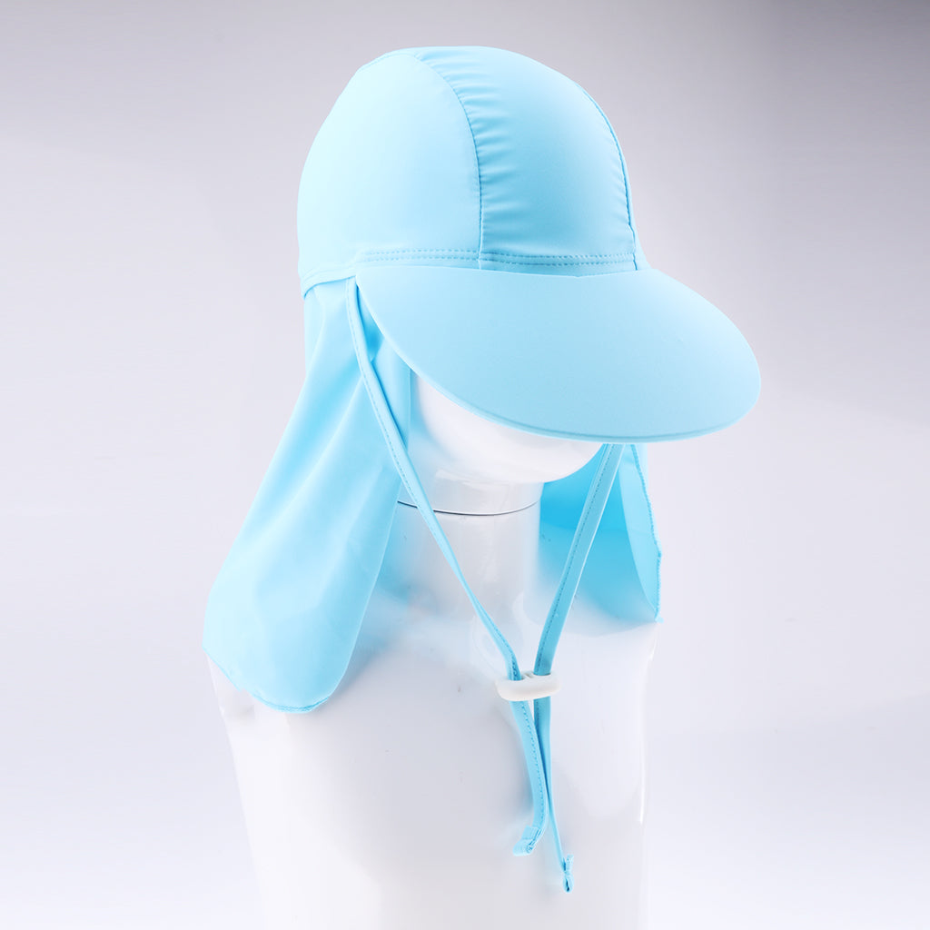 Child UV protection UPF50+ swimming cap sunscreen cloak neck beach cap Light blue