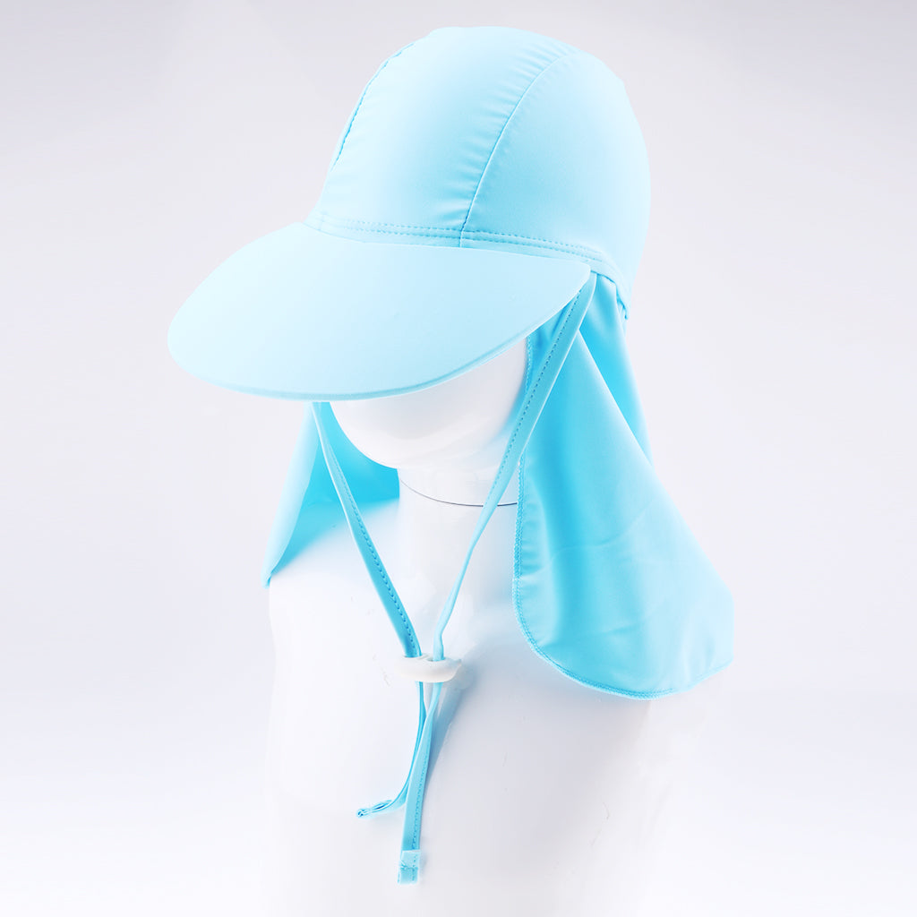 Child UV protection UPF50+ swimming cap sunscreen cloak neck beach cap Light blue